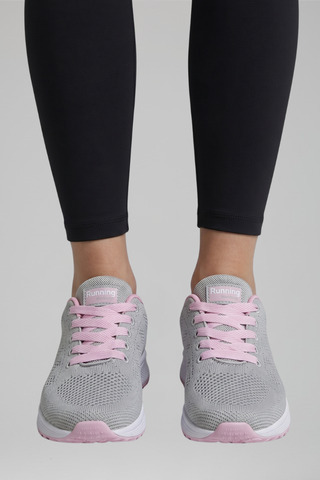 Dames Orthopedische Wandelschoenen met Vetersluiting voor de Hele Dag Comfort Grijs Roze