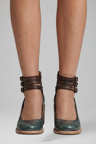 Dames Sandalen met Gecusht Voetbed en Gespsluiting Groene Slang