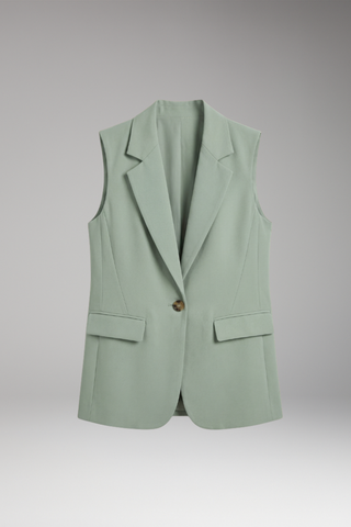 Dames Mouwloos Blazer met Reverskraag en Zakken