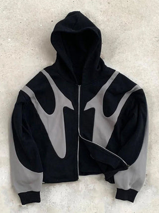 Y2K Hoodie met lange mouwen, oversized model, plus size, contrasterende kleuren, heren