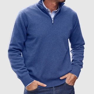 Lorenzo | Luxe Italiaanse Heren Trui met Rits Blauw
