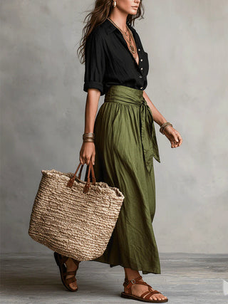 Vera Dames Tweedelige Set met T-shirt en Midirok
