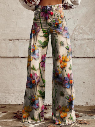 Amore | Kleurrijke vintage Viscose Broek met print Vintage Gypsy