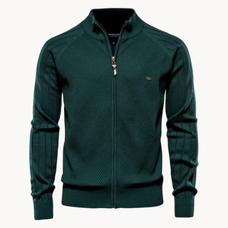 Cassian | Getextureerd Vest met Rits Donkergroen