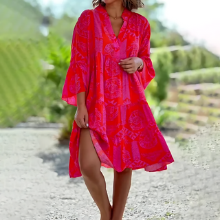 Silk | Dames Zomerjurk – Korte Mouwen & Klassieke Midi-lengte Rat