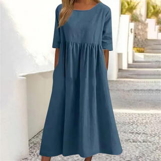 Parsha | Dames Zomerjurk – Midi-lengte & Comfortabele Pasvorm lichtblauw