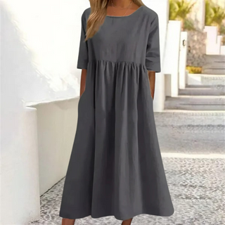 Parsha | Dames Zomerjurk – Midi-lengte & Comfortabele Pasvorm grijs