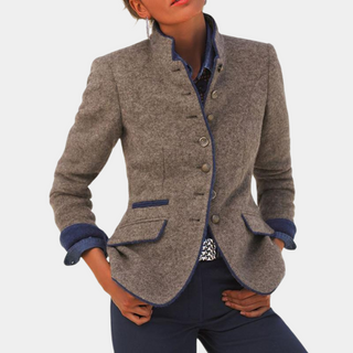 Zwarte Blazer Dames Katoen - Lange Stijlvolle Blazer Bruin