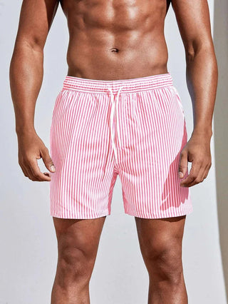 Zwemshorts voor heren, casual, sneldrogend, strandkleding met elastische tailleband. Roze