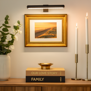 ArtGlow Draadloze LED Schilderijverlichting – Oplaadbare Wandlamp met Afstandsbediening, Dimbaar Licht Zwart