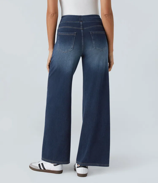Mel Dames High-Waist Jeans met Wijde Pijpen