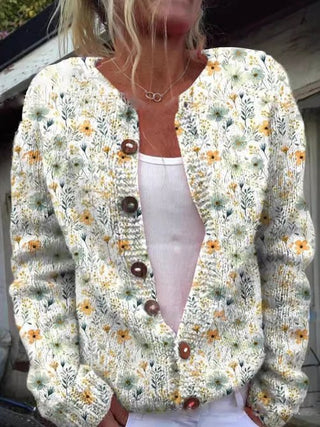 Dames Vest met Bloemenpatroon | Ronde Hals Wit