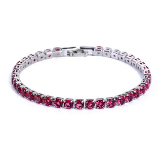 Schakelarmband | Ketting Tennisarmband Zilver-Rood