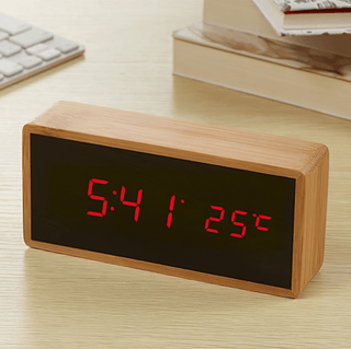 Bamboe LED Wekker Digitale Alarm Wekker Voor Thuis