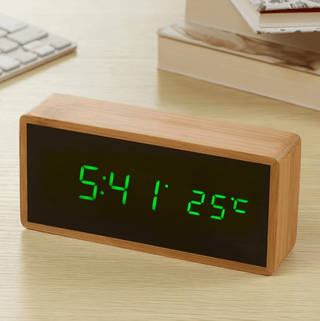Bamboe LED Wekker Digitale Alarm Wekker Voor Thuis