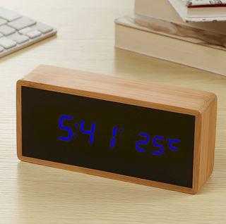 Bamboe LED Wekker Digitale Alarm Wekker Voor Thuis