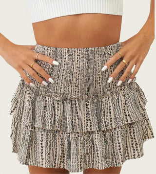 Avenari | Dames Mini Rok - Gelaagde Volants - Elastische Taille - Boho Print - Comfort Fit