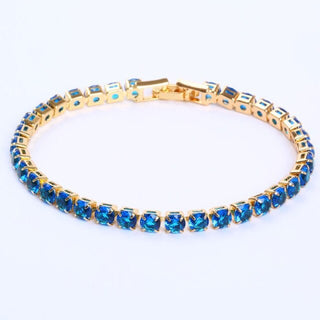 Schakelarmband | Ketting Tennisarmband Goud-Blauw