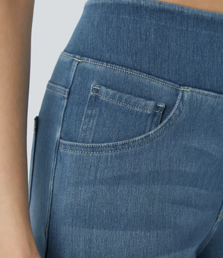 Mel Dames High-Waist Jeans met Wijde Pijpen