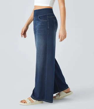 Mel Dames High-Waist Jeans met Wijde Pijpen