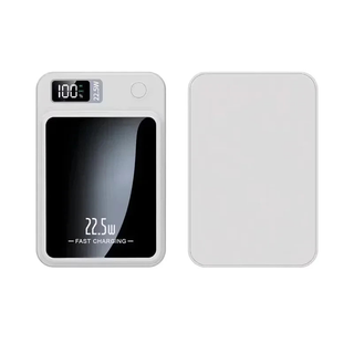 Draadloze Magnetische Powerbank - 22,5W Snellader Draagbare Oplader voor iPhone & Samsung, Slanke Hoge Capaciteit Batterij Wit Plus 4000 mAh
