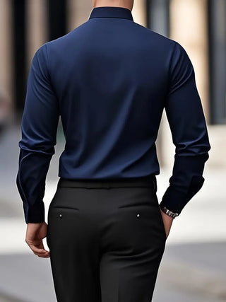 Heren Lange Mouw Overhemd Slim Fit van Ademend Materiaal