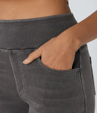Mel Dames High-Waist Jeans met Wijde Pijpen