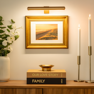 ArtGlow Draadloze LED Schilderijverlichting – Oplaadbare Wandlamp met Afstandsbediening, Dimbaar Licht Goud