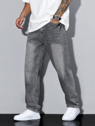 Daan | Effen kleur casual heren jeans Grijs