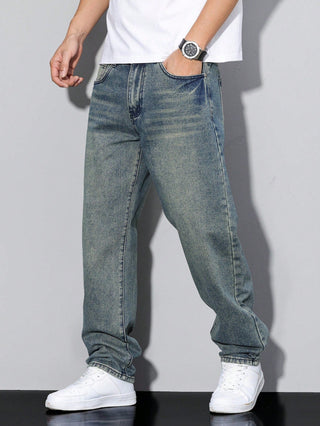 Daan | Effen kleur casual heren jeans Petrol