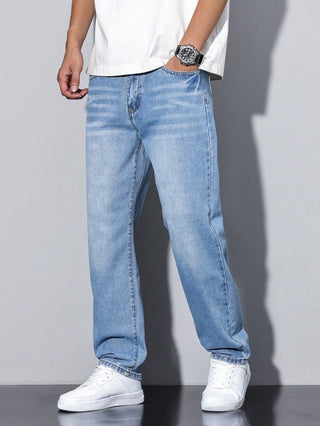 Daan | Effen kleur casual heren jeans Lichtblauw