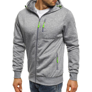 Heren Warme Hoodie met Capuchon en Rits Lichtgrijs