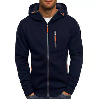 Heren Warme Hoodie met Capuchon en Rits Marineblauw