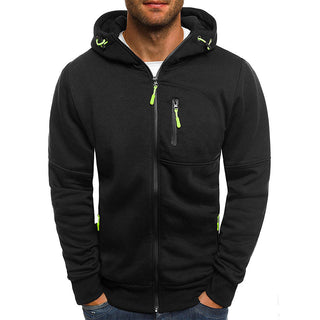 Heren Warme Hoodie met Capuchon en Rits Zwart