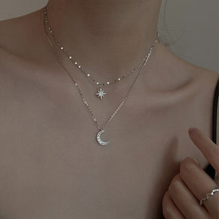 Doppelmond | Dubbele Maanketting light Zilver