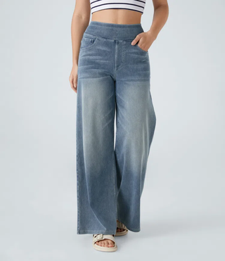 Mel Dames High-Waist Jeans met Wijde Pijpen