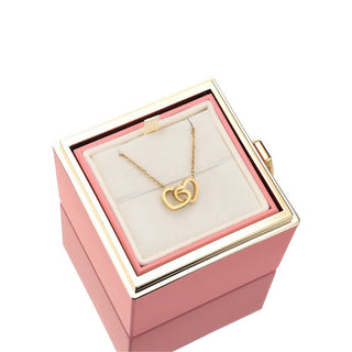MEELANO Eternal rose box - Med indgraveret kæde & kunstig rose - Isabel