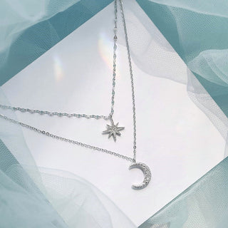 Doppelmond | Dubbele Maanketting light Zilver