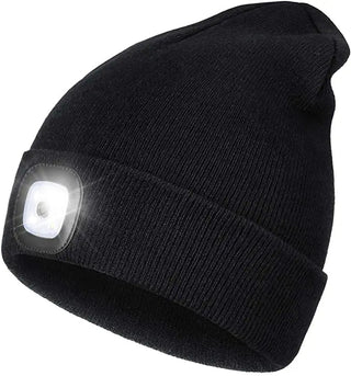 MEELANO Varm LED Beanie hat med lys - Bry Sort