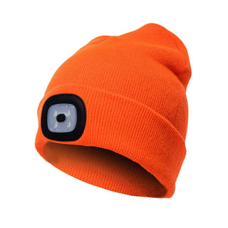 MEELANO Varm LED Beanie hat med lys - Bry Orange