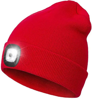 MEELANO Varm LED Beanie hat med lys - Bry Rød