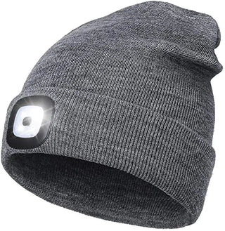 MEELANO Varm LED Beanie hat med lys - Bry Grå