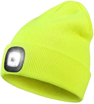 MEELANO Varm LED Beanie hat med lys - Bry Gul
