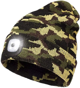 MEELANO Varm LED Beanie hat med lys - Bry Army grøn
