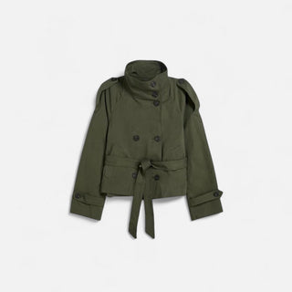 Ancienne Monde | Dames Korte Trenchcoat met Ceintuur Groen