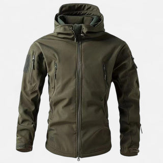 Ancienne Monde | Heren Waterdichte Softshell Jas met Capuchon Olijfgroen