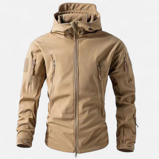 Ancienne Monde | Heren Waterdichte Softshell Jas met Capuchon Lichtbruin