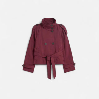 Ancienne Monde | Dames Korte Trenchcoat met Ceintuur Bordeaux