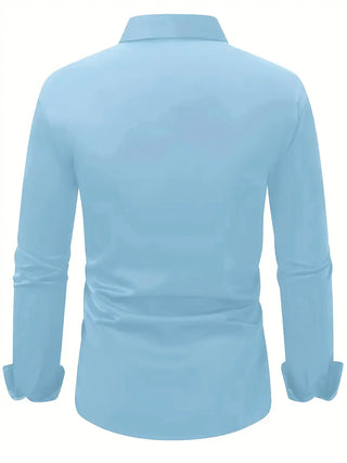 Heren Lange Mouw Overhemd Slim Fit van Ademend Materiaal