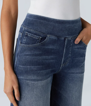 Mel Dames High-Waist Jeans met Wijde Pijpen
